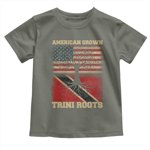 American Grown Trini Roots Toddler T Shirt Trinidad and Tobago USA Flag Trinidadian Proud Us TS10 Military Green Print Your Wear