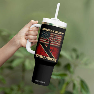 American Grown Trini Roots Tumbler With Handle Trinidad and Tobago USA Flag Trinidadian Proud Us TS10 Print Your Wear