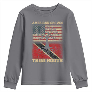 American Grown Trini Roots Youth Sweatshirt Trinidad and Tobago USA Flag Trinidadian Proud Us TS10 Charcoal Print Your Wear