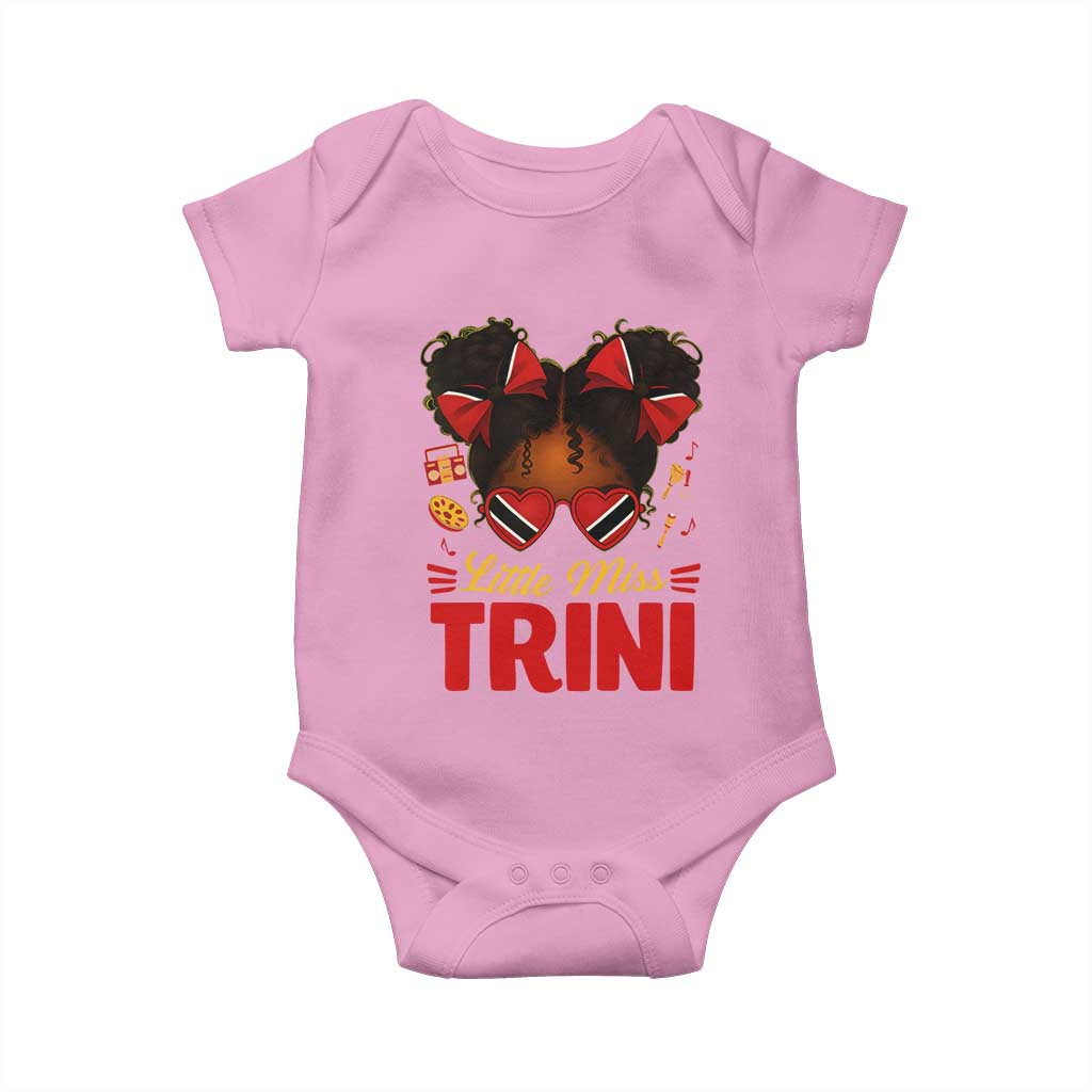 Little Miss Trinidad And Tobago Baby Onesie Afro Black Messy Bun Girl Trini Flag Bow TS10 Light Pink Print Your Wear