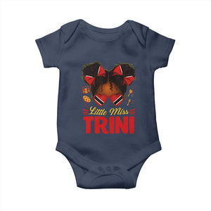Little Miss Trinidad And Tobago Baby Onesie Afro Black Messy Bun Girl Trini Flag Bow TS10 Navy Print Your Wear