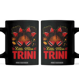 Little Miss Trinidad And Tobago Coffee Mug Afro Black Messy Bun Girl Trini Flag Bow TS10 Black Print Your Wear