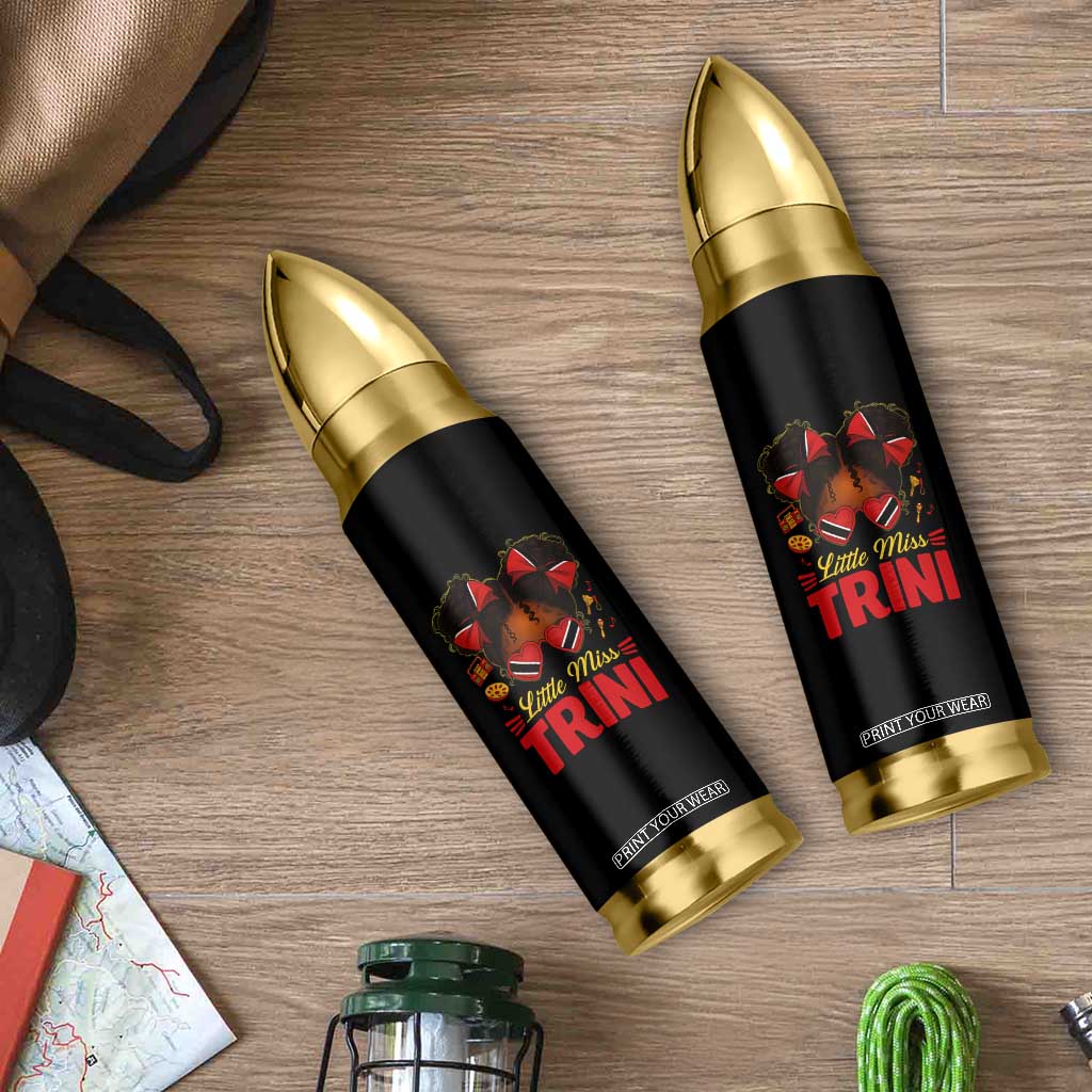 Little Miss Trinidad And Tobago Bullet Tumbler Afro Black Messy Bun Girl Trini Flag Bow TS10 Print Your Wear