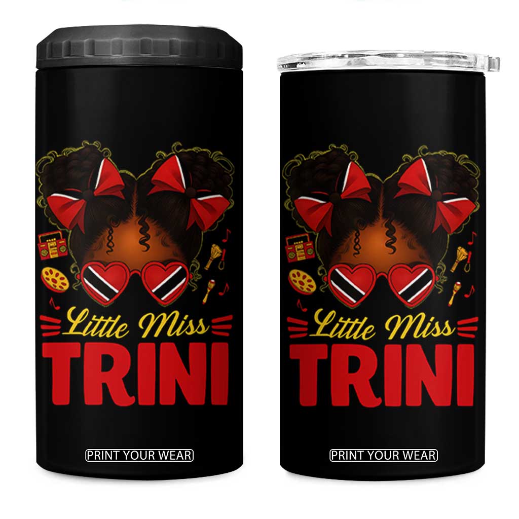 Little Miss Trinidad And Tobago 4 in 1 Can Cooler Tumbler Afro Black Messy Bun Girl Trini Flag Bow TS10 One Size: 16 oz Black Print Your Wear