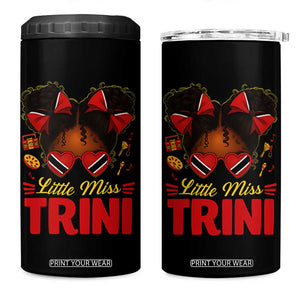 Little Miss Trinidad And Tobago 4 in 1 Can Cooler Tumbler Afro Black Messy Bun Girl Trini Flag Bow TS10 One Size: 16 oz Black Print Your Wear