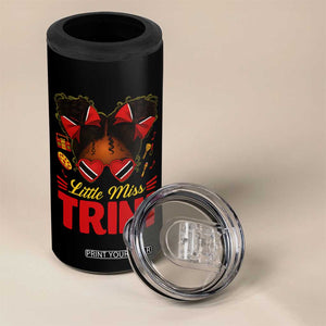 Little Miss Trinidad And Tobago 4 in 1 Can Cooler Tumbler Afro Black Messy Bun Girl Trini Flag Bow TS10 Print Your Wear