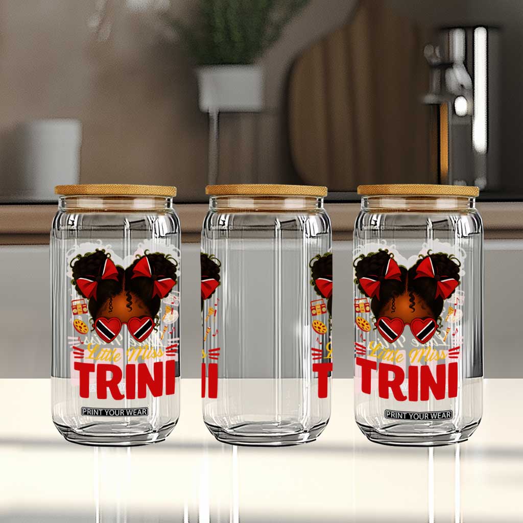 Little Miss Trinidad And Tobago Glass Can Afro Black Messy Bun Girl Trini Flag Bow TS10 Print Your Wear