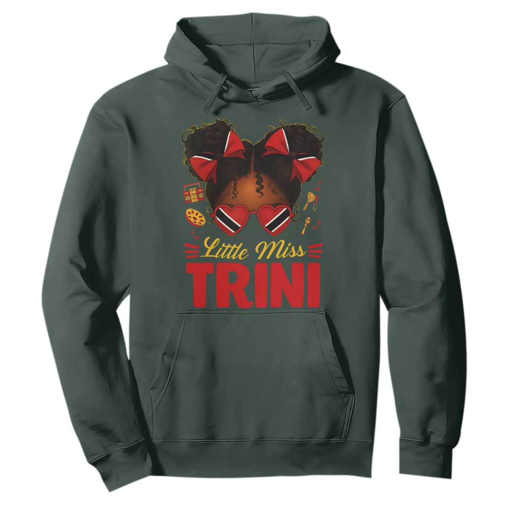 Little Miss Trinidad And Tobago Hoodie Afro Black Messy Bun Girl Trini Flag Bow TS10 Dark Forest Green Print Your Wear