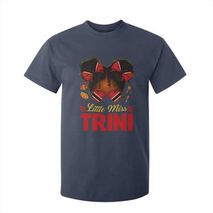Little Miss Trinidad And Tobago T Shirt For Kid Afro Black Messy Bun Girl Trini Flag Bow TS10 Navy Print Your Wear