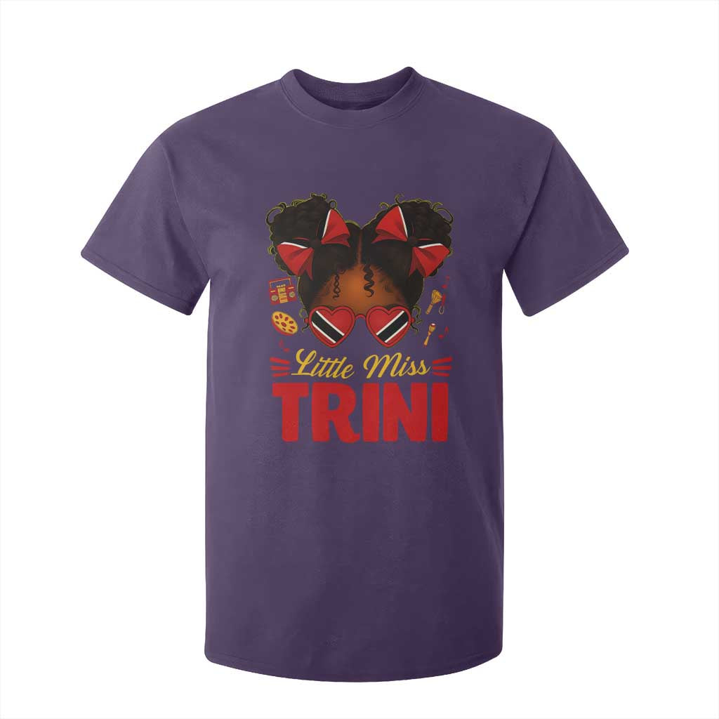 Little Miss Trinidad And Tobago T Shirt For Kid Afro Black Messy Bun Girl Trini Flag Bow TS10 Purple Print Your Wear