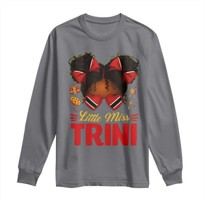 Little Miss Trinidad And Tobago Long Sleeve Shirt Afro Black Messy Bun Girl Trini Flag Bow TS10 Charcoal Print Your Wear