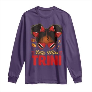 Little Miss Trinidad And Tobago Long Sleeve Shirt Afro Black Messy Bun Girl Trini Flag Bow TS10 Purple Print Your Wear