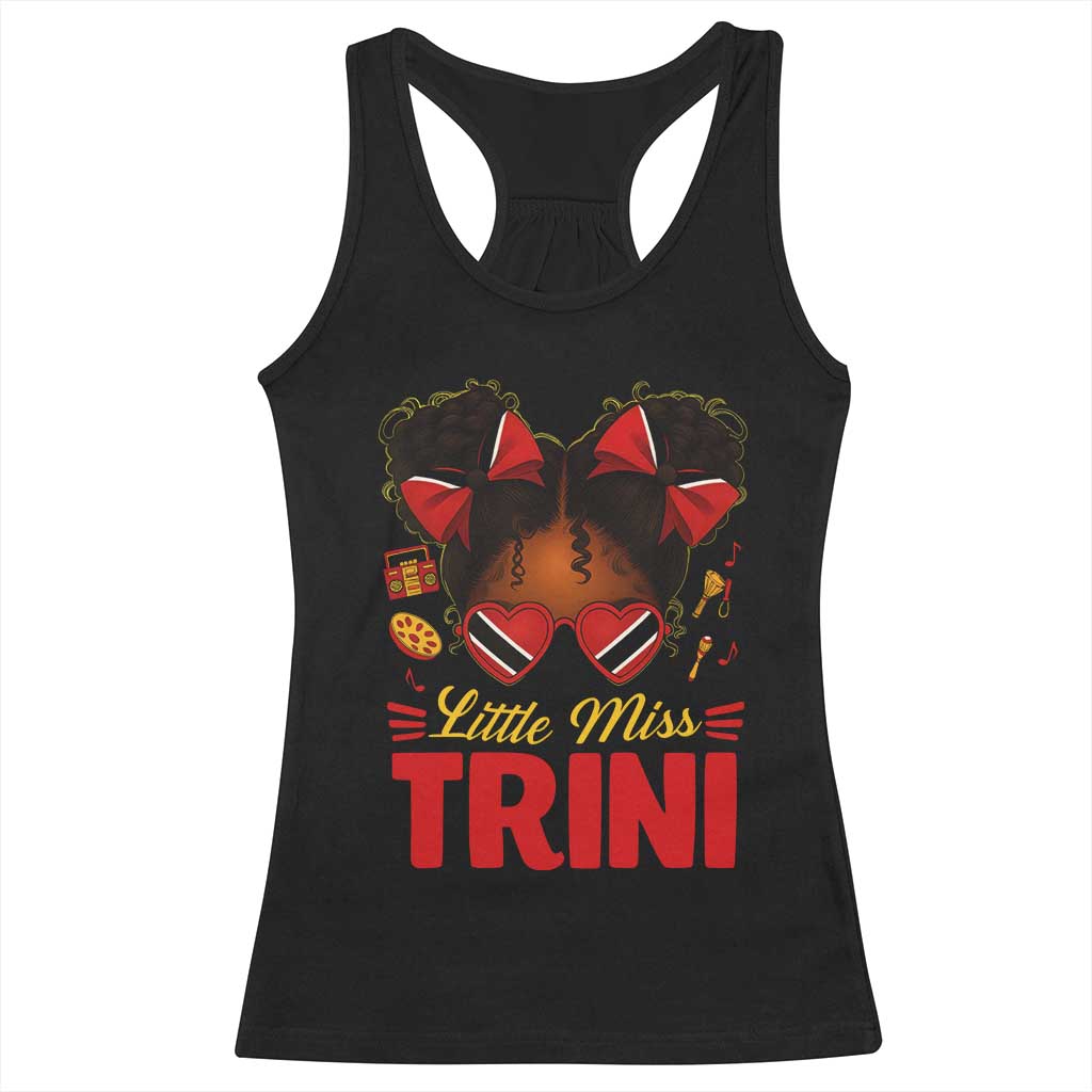 Little Miss Trinidad And Tobago Racerback Tank Top Afro Black Messy Bun Girl Trini Flag Bow TS10 Black Print Your Wear