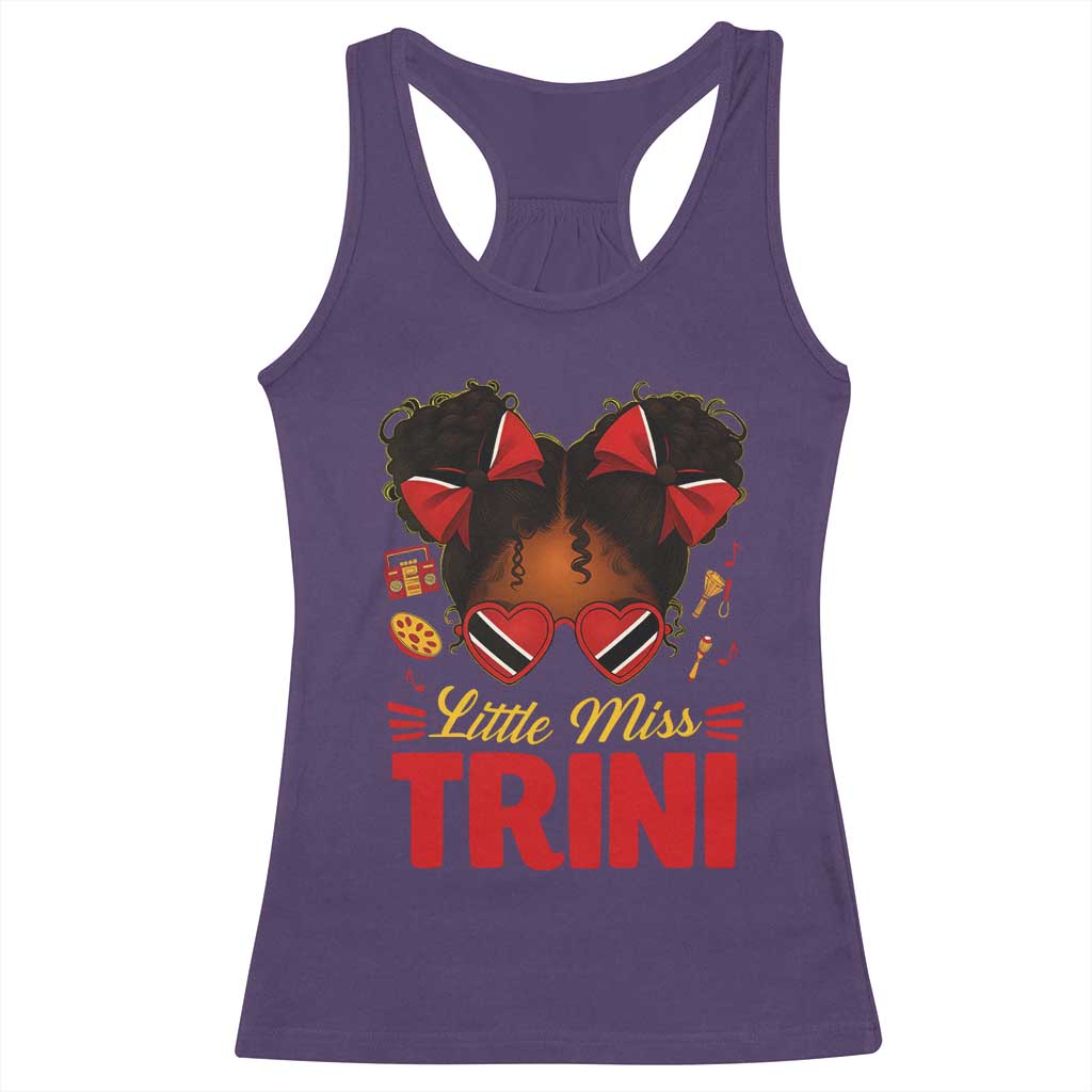 Little Miss Trinidad And Tobago Racerback Tank Top Afro Black Messy Bun Girl Trini Flag Bow TS10 Purple Print Your Wear