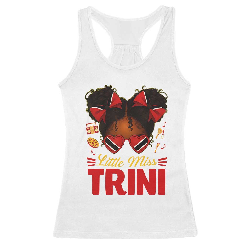 Little Miss Trinidad And Tobago Racerback Tank Top Afro Black Messy Bun Girl Trini Flag Bow TS10 White Print Your Wear