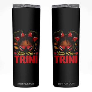 Little Miss Trinidad And Tobago Skinny Tumbler Afro Black Messy Bun Girl Trini Flag Bow TS10 Black Print Your Wear