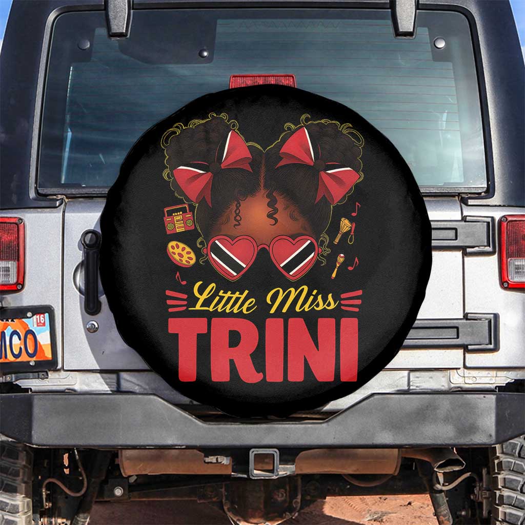 Little Miss Trinidad And Tobago Spare Tire Cover Afro Black Messy Bun Girl Trini Flag Bow TS10 No hole Black Print Your Wear