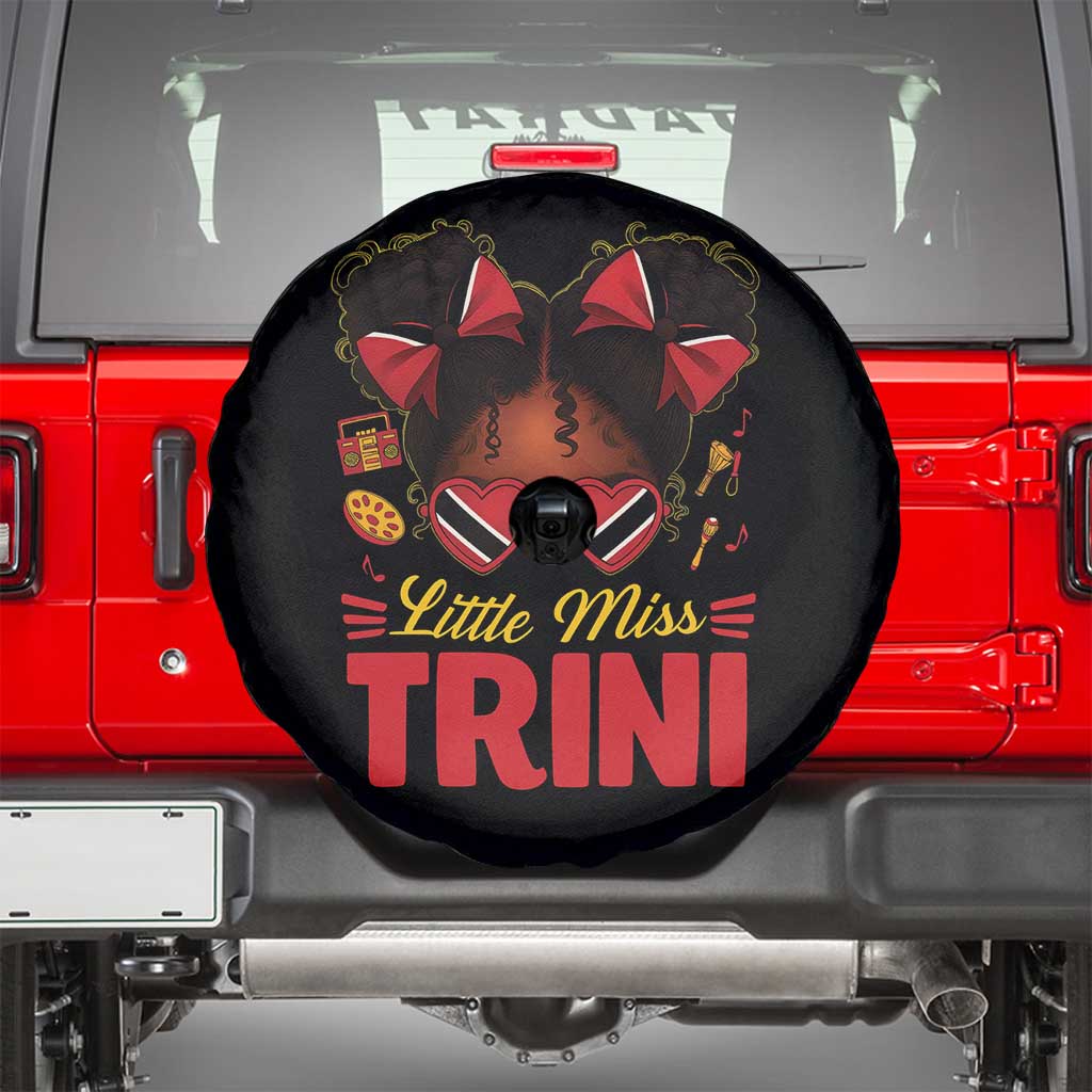 Little Miss Trinidad And Tobago Spare Tire Cover Afro Black Messy Bun Girl Trini Flag Bow TS10 Black Print Your Wear