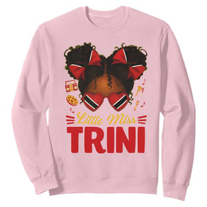 Little Miss Trinidad And Tobago Sweatshirt Afro Black Messy Bun Girl Trini Flag Bow TS10 Light Pink Print Your Wear