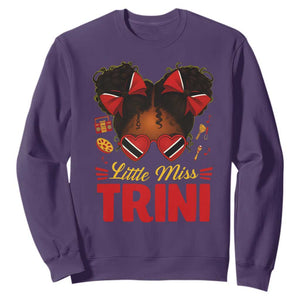 Little Miss Trinidad And Tobago Sweatshirt Afro Black Messy Bun Girl Trini Flag Bow TS10 Purple Print Your Wear