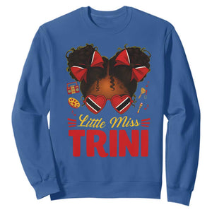 Little Miss Trinidad And Tobago Sweatshirt Afro Black Messy Bun Girl Trini Flag Bow TS10 Royal Blue Print Your Wear