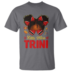 Little Miss Trinidad And Tobago T Shirt Afro Black Messy Bun Girl Trini Flag Bow TS10 Charcoal Print Your Wear