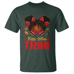 Little Miss Trinidad And Tobago T Shirt Afro Black Messy Bun Girl Trini Flag Bow TS10 Dark Forest Green Print Your Wear