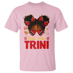 Little Miss Trinidad And Tobago T Shirt Afro Black Messy Bun Girl Trini Flag Bow TS10 Light Pink Print Your Wear