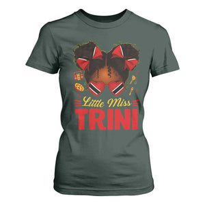Little Miss Trinidad And Tobago T Shirt For Women Afro Black Messy Bun Girl Trini Flag Bow TS10 Dark Forest Green Print Your Wear