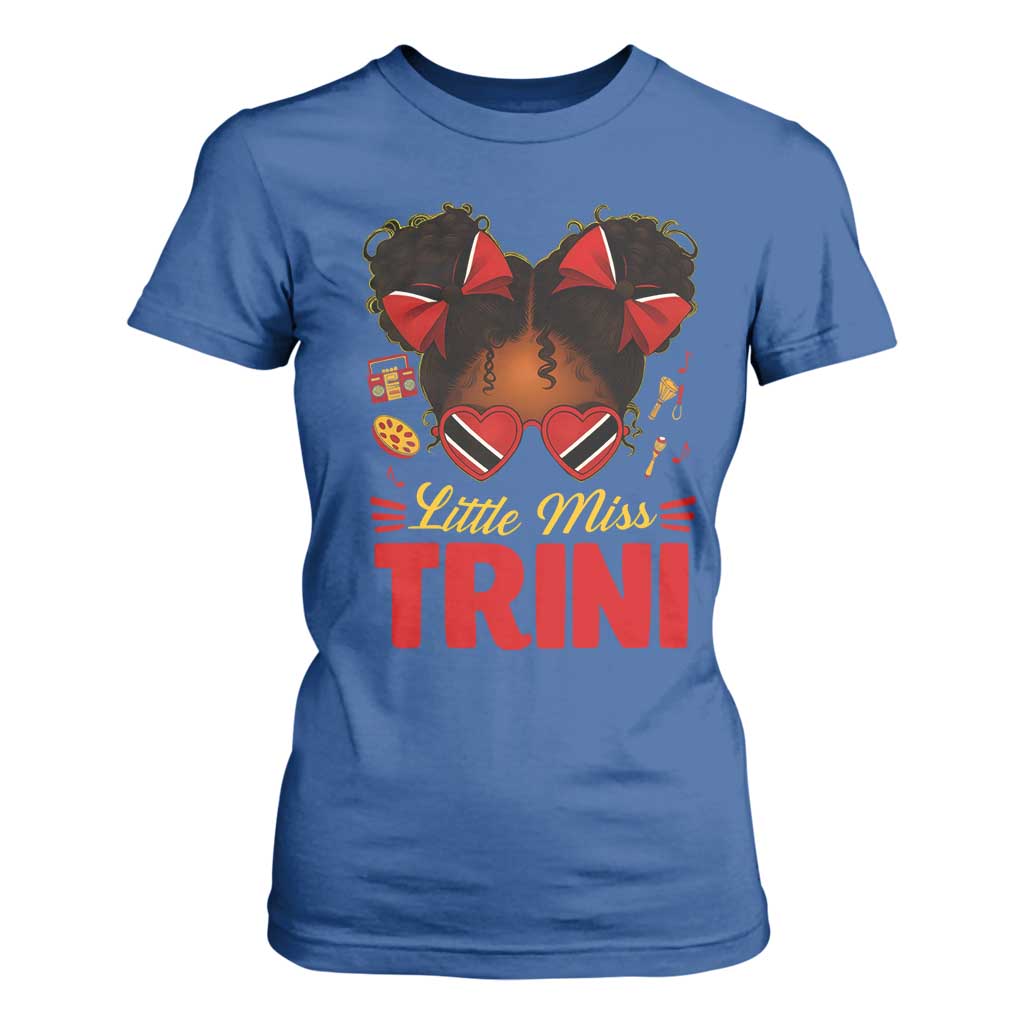 Little Miss Trinidad And Tobago T Shirt For Women Afro Black Messy Bun Girl Trini Flag Bow TS10 Royal Blue Print Your Wear