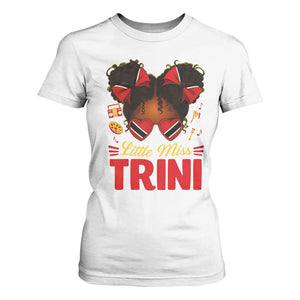 Little Miss Trinidad And Tobago T Shirt For Women Afro Black Messy Bun Girl Trini Flag Bow TS10 White Print Your Wear