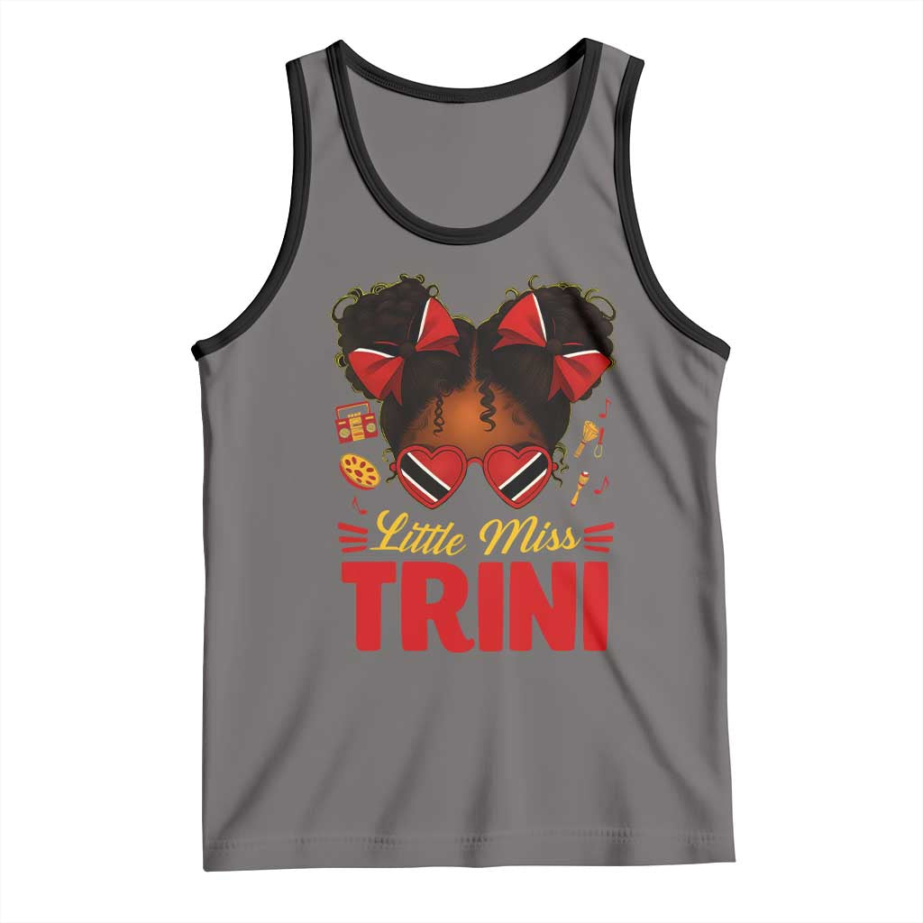 Little Miss Trinidad And Tobago Tank Top Afro Black Messy Bun Girl Trini Flag Bow TS10 Deep Heather Black Print Your Wear