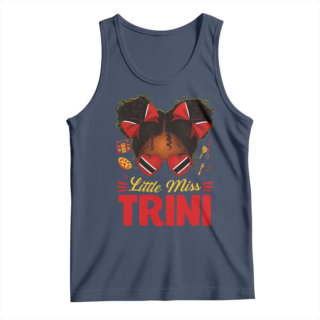 Little Miss Trinidad And Tobago Tank Top Afro Black Messy Bun Girl Trini Flag Bow TS10 Navy Print Your Wear