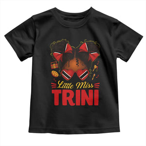 Little Miss Trinidad And Tobago Toddler T Shirt Afro Black Messy Bun Girl Trini Flag Bow TS10 Black Print Your Wear