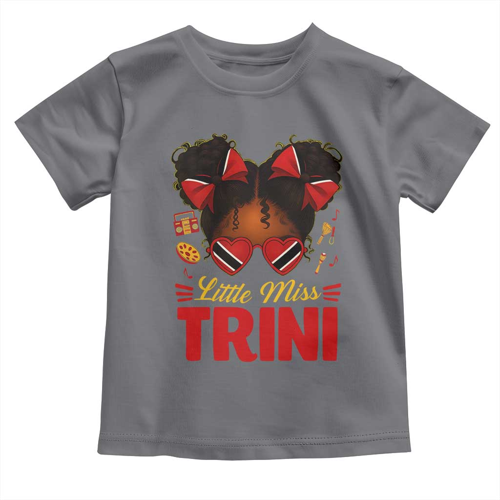 Little Miss Trinidad And Tobago Toddler T Shirt Afro Black Messy Bun Girl Trini Flag Bow TS10 Charcoal Print Your Wear