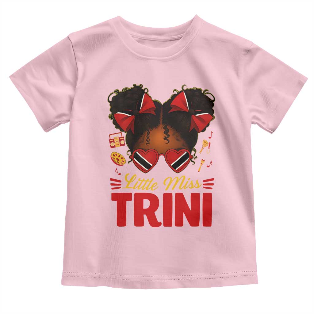 Little Miss Trinidad And Tobago Toddler T Shirt Afro Black Messy Bun Girl Trini Flag Bow TS10 Light Pink Print Your Wear