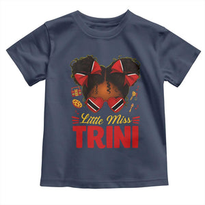 Little Miss Trinidad And Tobago Toddler T Shirt Afro Black Messy Bun Girl Trini Flag Bow TS10 Navy Print Your Wear