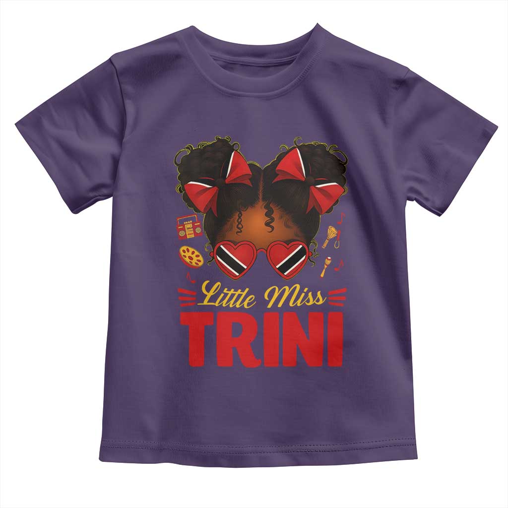 Little Miss Trinidad And Tobago Toddler T Shirt Afro Black Messy Bun Girl Trini Flag Bow TS10 Purple Print Your Wear