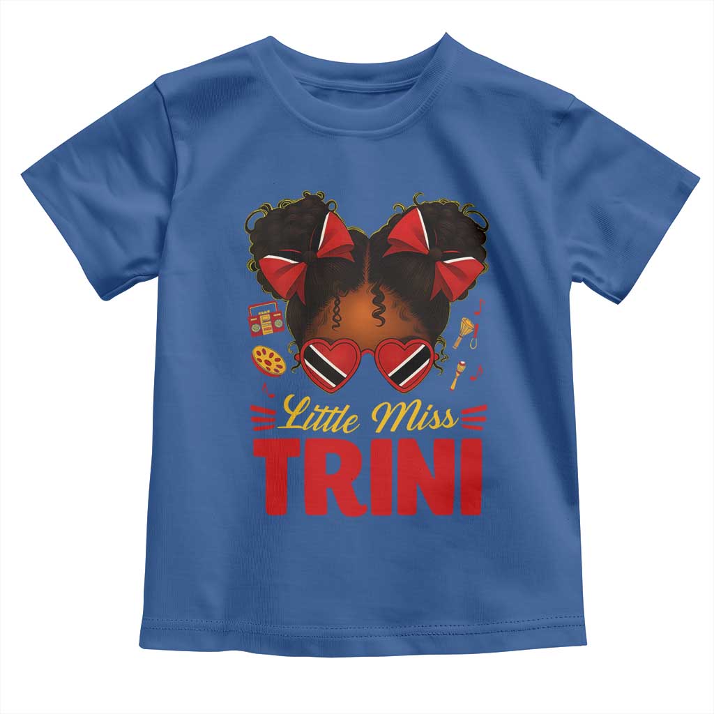 Little Miss Trinidad And Tobago Toddler T Shirt Afro Black Messy Bun Girl Trini Flag Bow TS10 Royal Blue Print Your Wear