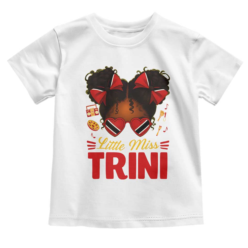 Little Miss Trinidad And Tobago Toddler T Shirt Afro Black Messy Bun Girl Trini Flag Bow TS10 White Print Your Wear