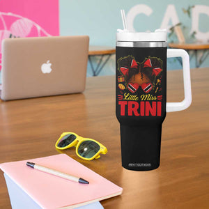 Little Miss Trinidad And Tobago Tumbler With Handle Afro Black Messy Bun Girl Trini Flag Bow TS10 Print Your Wear