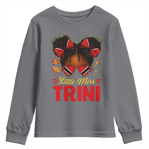 Little Miss Trinidad And Tobago Youth Sweatshirt Afro Black Messy Bun Girl Trini Flag Bow TS10 Charcoal Print Your Wear
