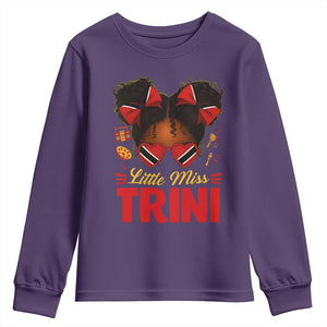 Little Miss Trinidad And Tobago Youth Sweatshirt Afro Black Messy Bun Girl Trini Flag Bow TS10 Purple Print Your Wear