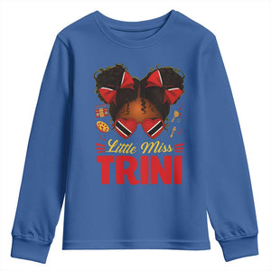 Little Miss Trinidad And Tobago Youth Sweatshirt Afro Black Messy Bun Girl Trini Flag Bow TS10 Royal Blue Print Your Wear