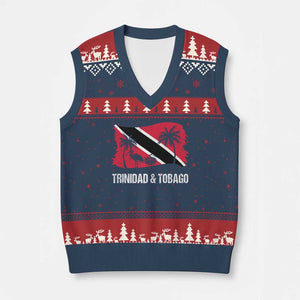 Trini Pride V-Neck Knit Sweater Vest Caribbean Trinidad And Tobago Flag TS10 Navy Red Print Your Wear