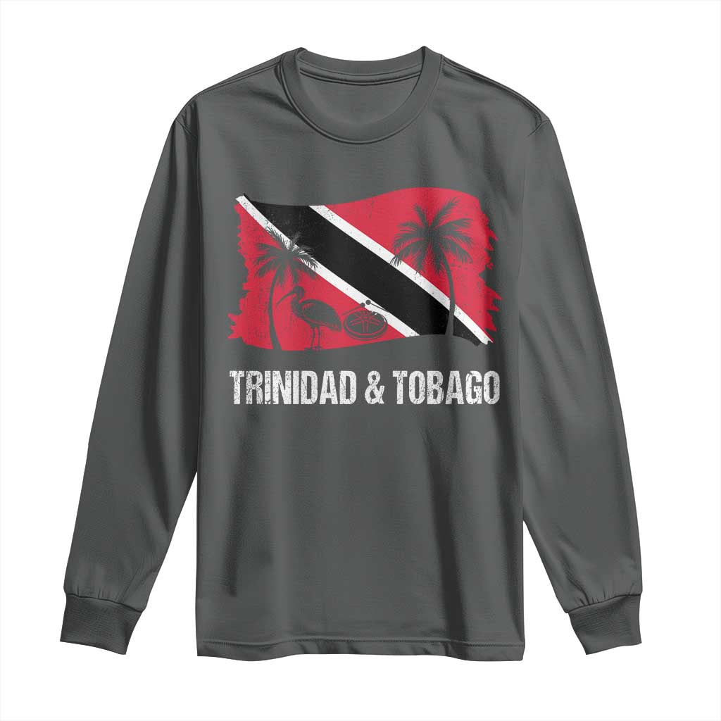 Trini Pride Long Sleeve Shirt Caribbean Trinidad And Tobago Flag TS10 Dark Heather Print Your Wear