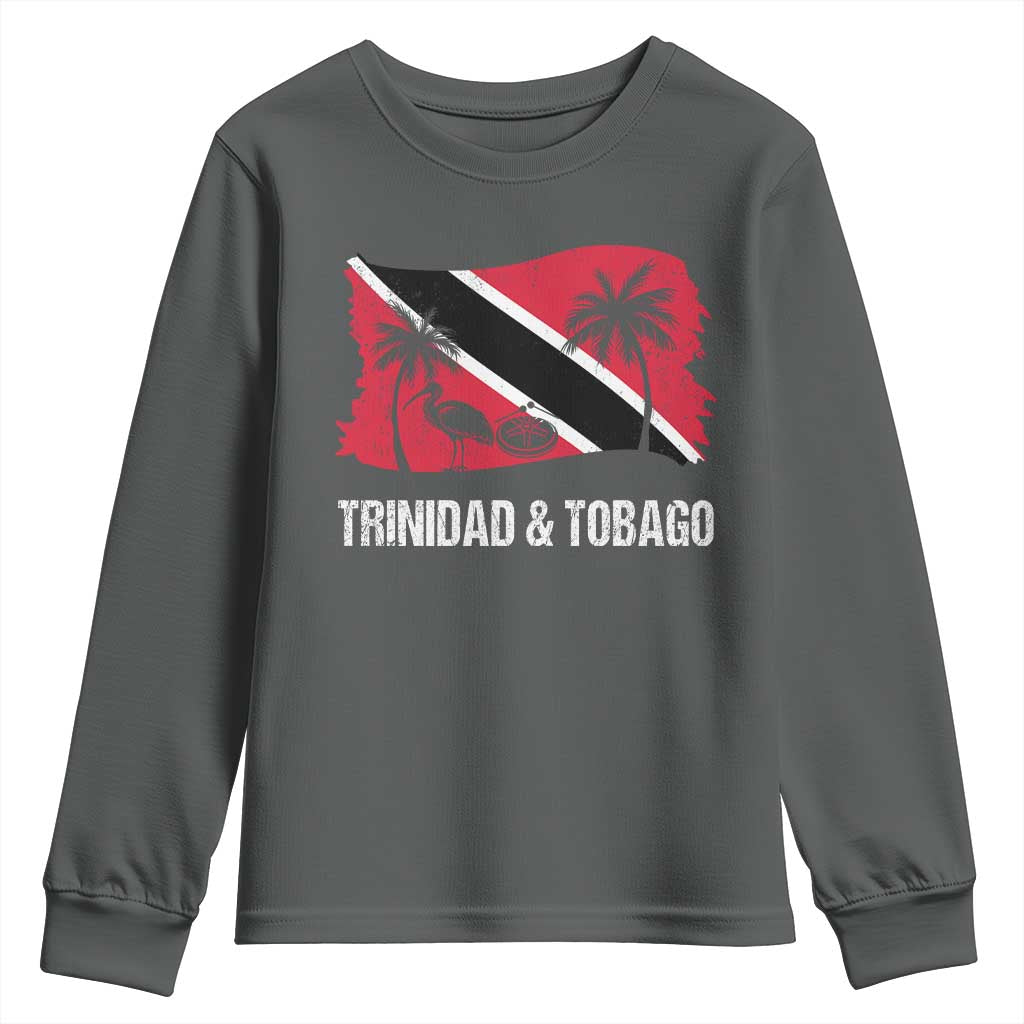 Trini Pride Youth Sweatshirt Caribbean Trinidad And Tobago Flag TS10 Dark Heather Print Your Wear
