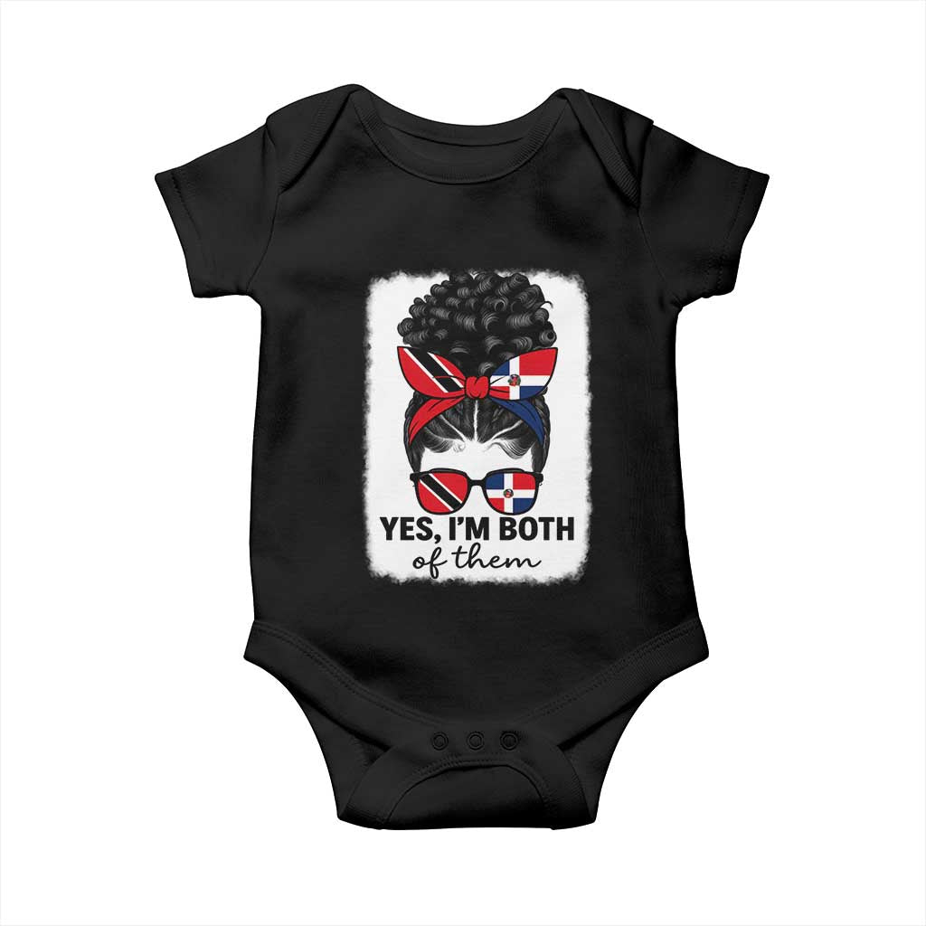 Trini Dominican Girl Baby Onesie Yes Im Both Trinidad And Tobago Dominican Pride TS10 Black Print Your Wear