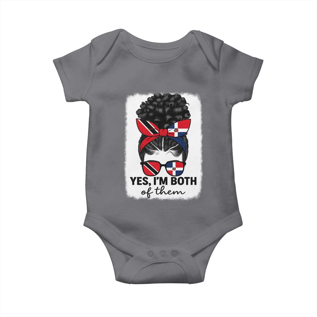 Trini Dominican Girl Baby Onesie Yes Im Both Trinidad And Tobago Dominican Pride TS10 Charcoal Print Your Wear