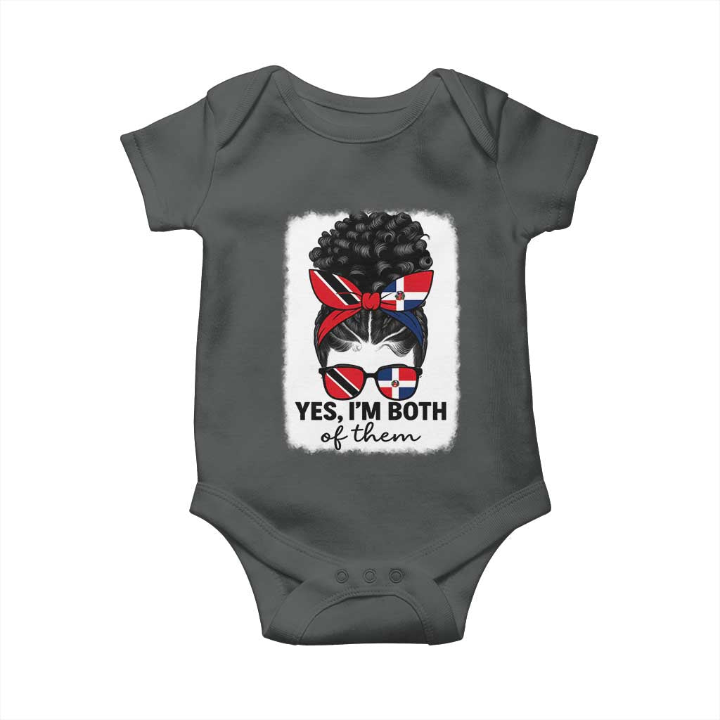 Trini Dominican Girl Baby Onesie Yes Im Both Trinidad And Tobago Dominican Pride TS10 Dark Heather Print Your Wear